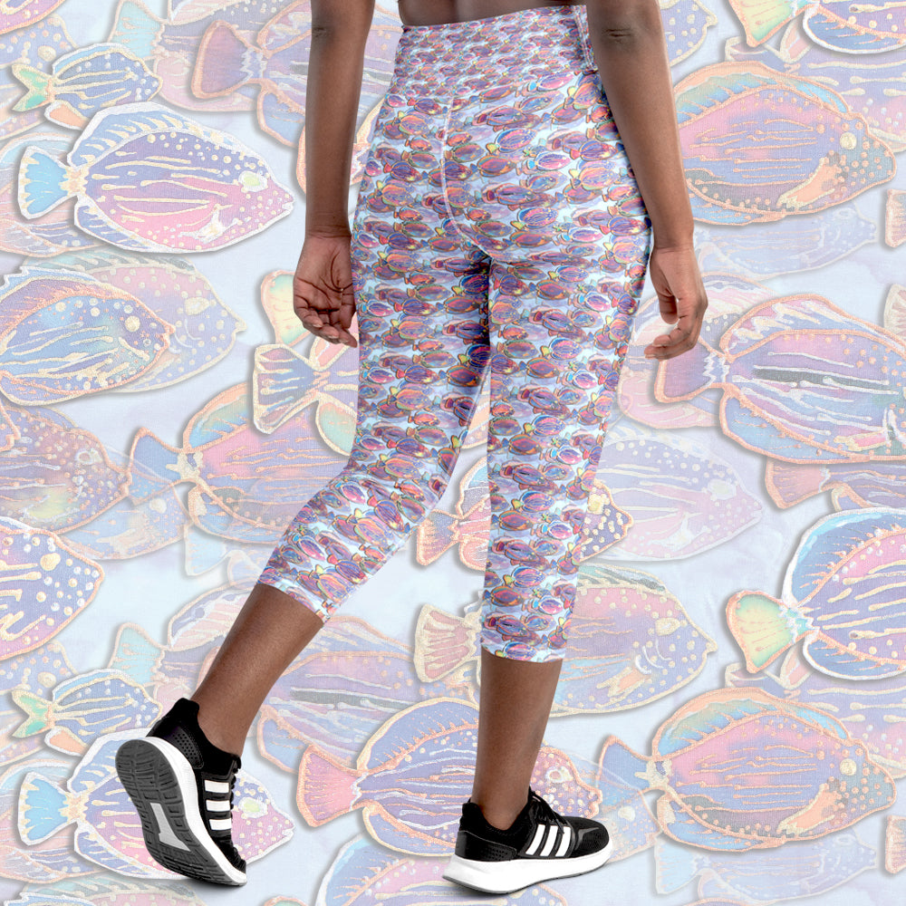 Fish Fiesta capri leggings