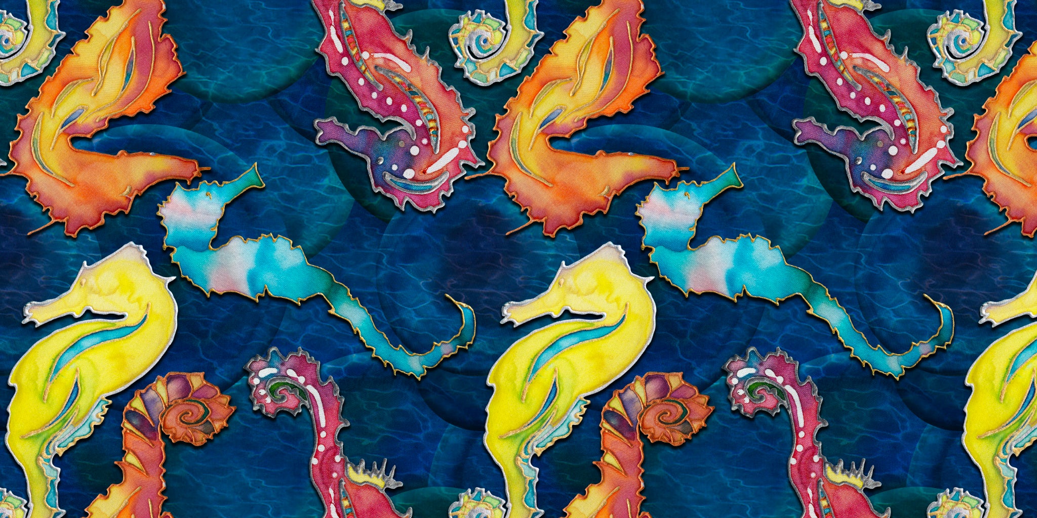 Seahorse watercolor pattern