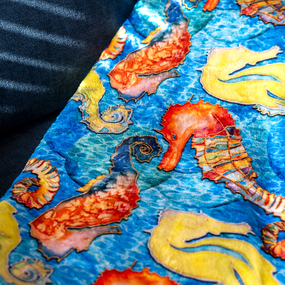 Tropical Seahorses Throw Blanket