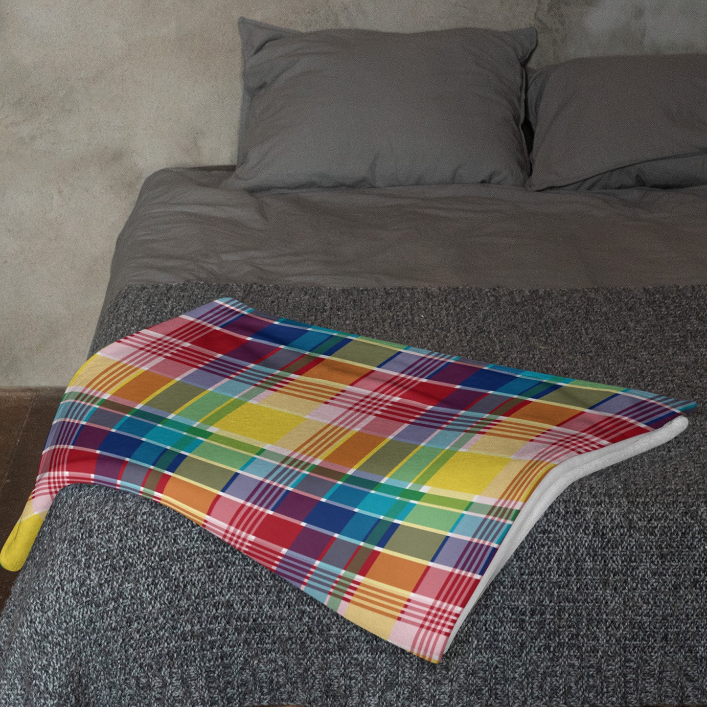 Small USVI Madras Throw Blanket