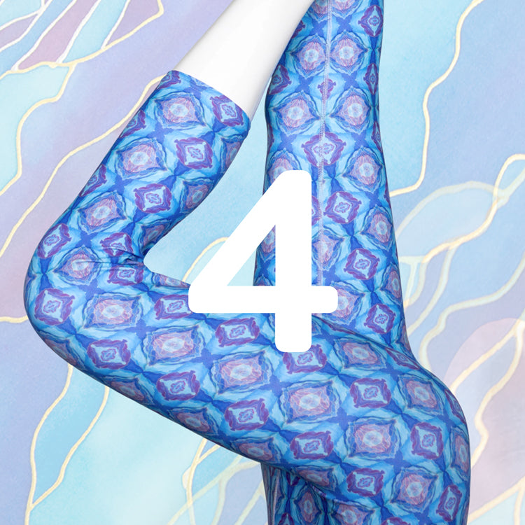 Wave patterned womens leggings with a number 4