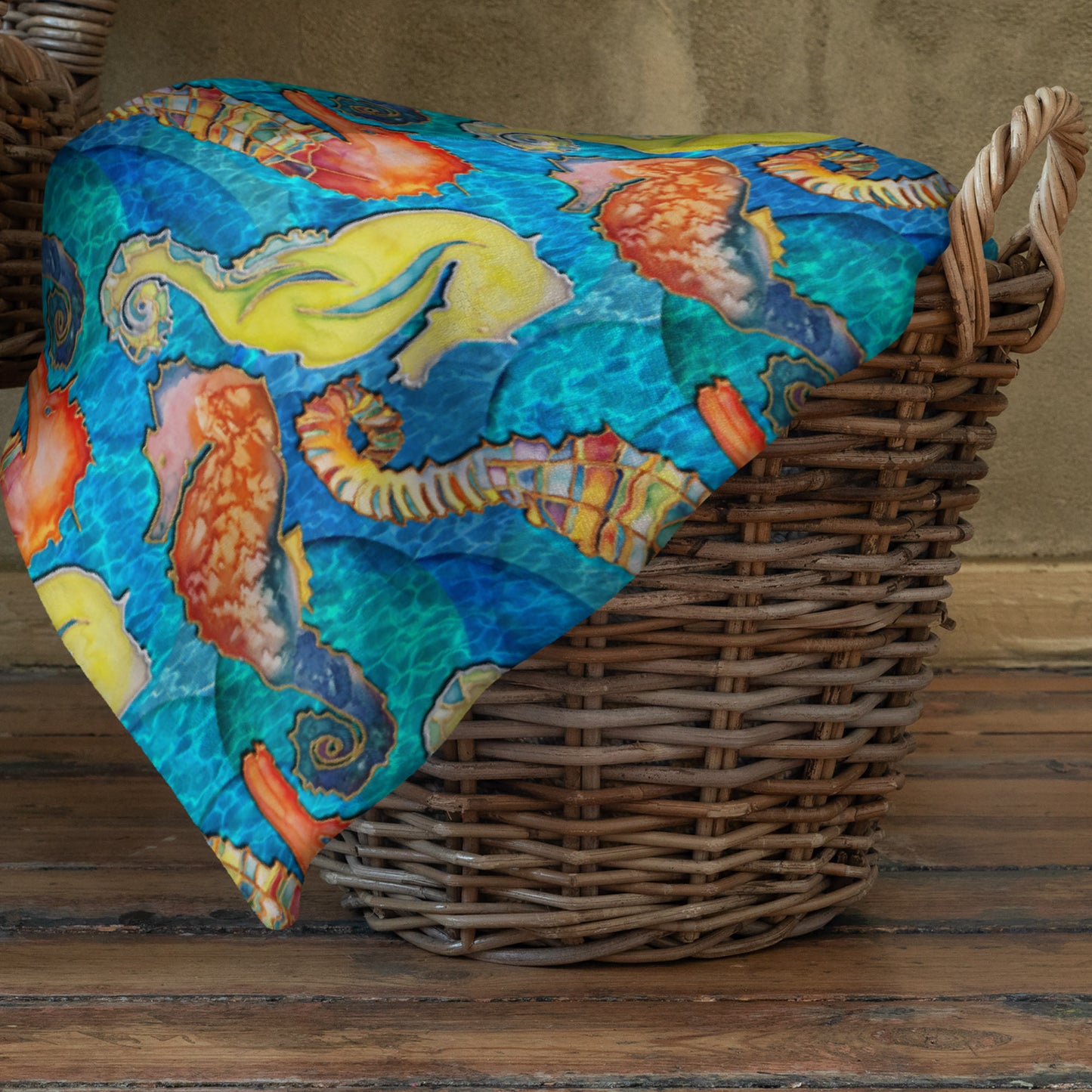Tropical Seahorses Throw Blanket